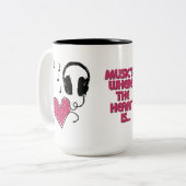 ハートがハートのヘッドホーンのマグであるところ音楽 ツートーンマグカップ (正面左)