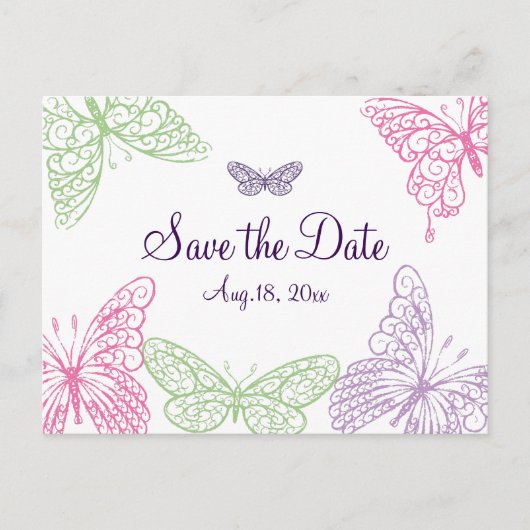 ハートがフラッタ日付を保存 案内ポストカード (正面)