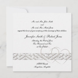 ハートがホワイトシルバーで絡み合った結婚式招待状 招待状