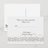 ハートがホワイトシルバーの応答カードに組み込まれる インビテーションポストカード (正面/裏面)