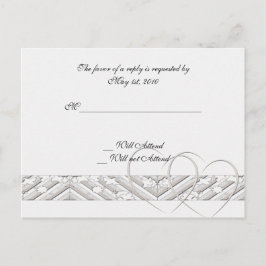 ハートがホワイトシルバーの応答カードに組み込まれる インビテーションポストカード
