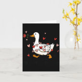 ハートがホンキトンキする面白いガチョウのバレンタインサ カード (黄色い花)