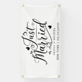 ハートがモダンな結婚しました カーバナー 横断幕 (縦)