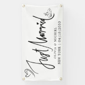 ハートがモダンな結婚しました カーバナー 横断幕 (縦)