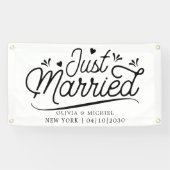 ハートがモダンな結婚しました カーバナー 横断幕 (横)