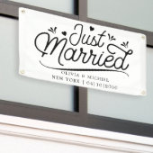 ハートがモダンな結婚しました カーバナー 横断幕 (ビルの外側)