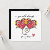 ハートが交差するカスタムエレガントなバレンタインデー カード (正面/裏面インサイチュ)