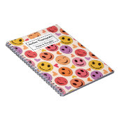 ハートが付いたカラフルな笑顔の楽しい顔のカスタム ノートブック (右側)