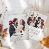 ハートが付いたミニマリストモダンスクリプトの結婚式写真 サンキューカード