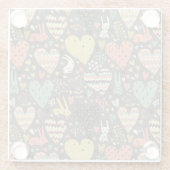 ハートが付いているかわいい愛バニーパターン ガラスコースター (裏面)