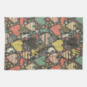 ハートが付いているかわいい愛バニーパターン キッチンタオル (横)