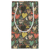 ハートが付いているかわいい愛バニーパターン スモールペーパーバッグ (正面)