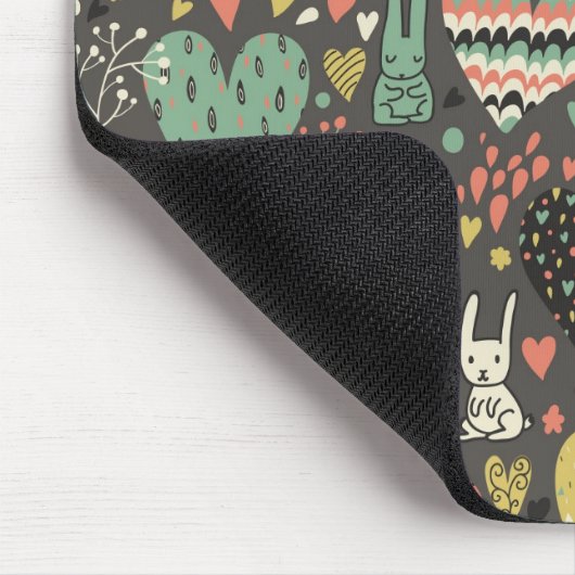 ハートが付いているかわいい愛バニーパターン マウスパッド (コーナー)