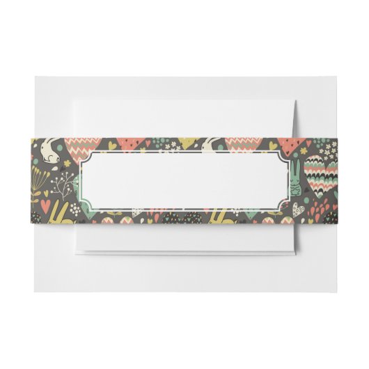 ハートが付いているかわいい愛バニーパターン 招待状ベリーバンド (正面例)