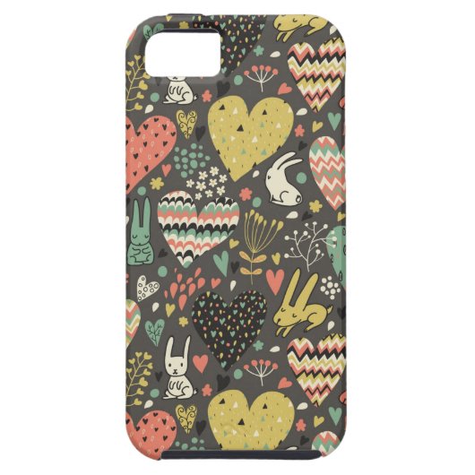 ハートが付いているかわいい愛バニーパターン Case-Mate iPhoneケース (裏面)