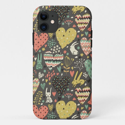 ハートが付いているかわいい愛バニーパターン Case-Mate iPhoneケース (裏面)