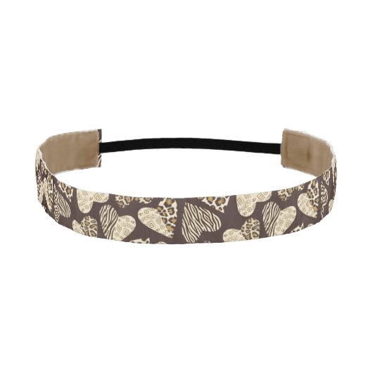 ハートが付いているアニマル・スキン アスレチックヘッドバンド (正面)