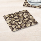 ハートが付いているアニマル・スキン スクエアペーパーコースター (アングル)