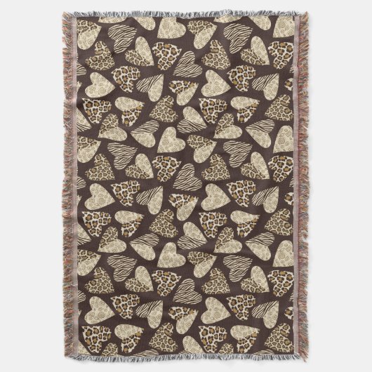 ハートが付いているアニマル・スキン スローブランケット (正面縦)