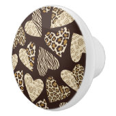 ハートが付いているアニマル・スキン セラミックノブ (右)