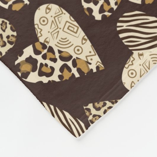 ハートが付いているアニマル・スキン フリースブランケット (角)