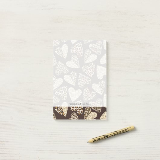 ハートが付いているアニマル・スキン ポストイット (デスク上)