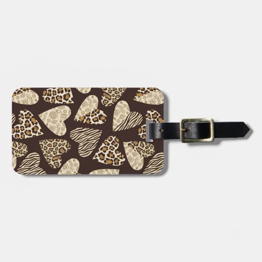 ハートが付いているアニマル・スキン ラゲッジタグ (正面横)