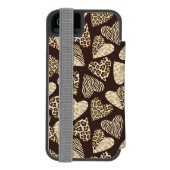 ハートが付いているアニマル・スキン INCIPIO iPhoneウォレットケース (フォリオ裏面)