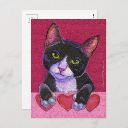 ハートが付いているバレンタインのタキシード シーズンポストカード (正面/裏面)