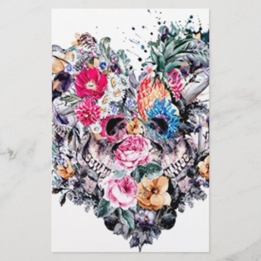 ハートが付いているバレンタインデーのスカル 便箋 (正面)