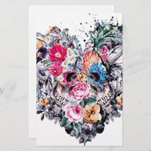 ハートが付いているバレンタインデーのスカル 便箋 (正面/裏面)