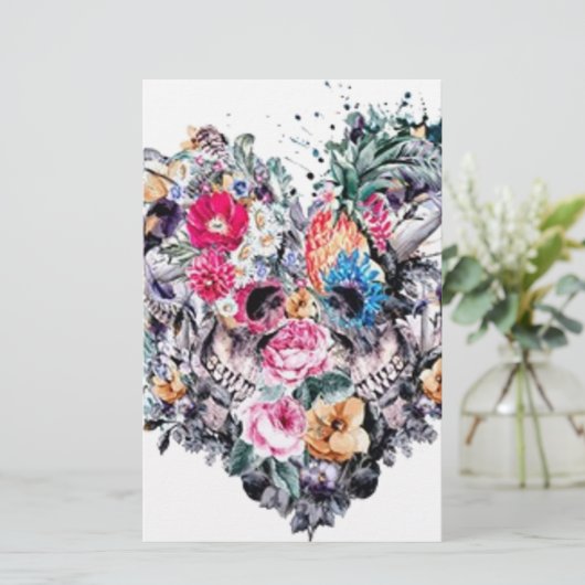 ハートが付いているバレンタインデーのスカル 便箋 (スタンド正面)