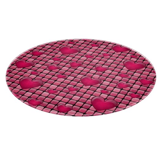 ハートが付いているピンクの山 カッティングボード (角)