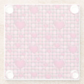 ハートが付いているピンクの山 ガラスコースター (裏面)