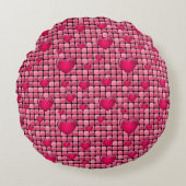 ハートが付いているピンクの山 ラウンドクッション (正面)