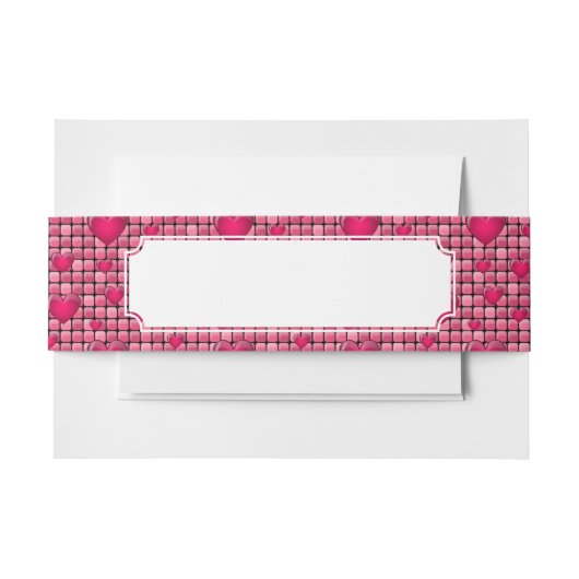 ハートが付いているピンクの山 招待状ベリーバンド (正面例)