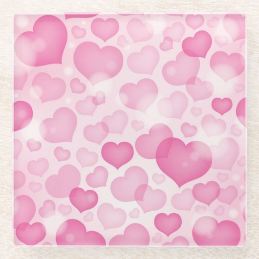 ハートが付いている背景 ガラスコースター (正面)