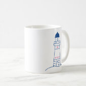 ハートが可愛い手描きの灯台デザイン コーヒーマグカップ (正面右)