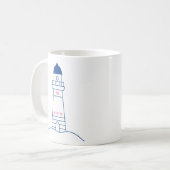 ハートが可愛い手描きの灯台デザイン コーヒーマグカップ (正面左)