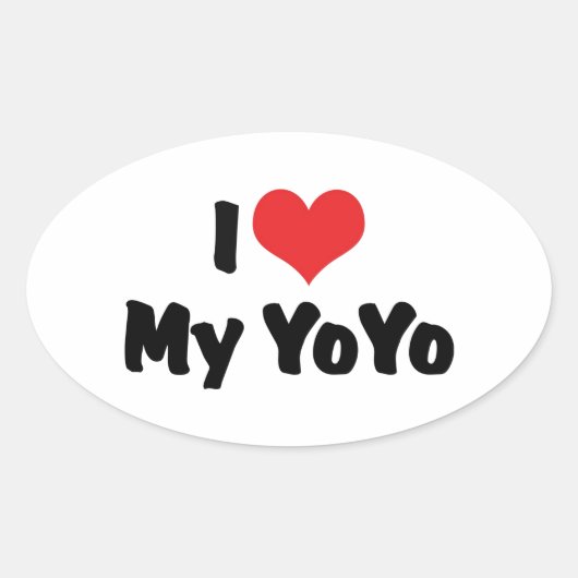 ハートが大好きだよ YoYo 楕円形シール (正面)