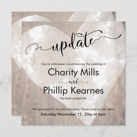 ハートが延期結婚された更新カード (正面/裏面)