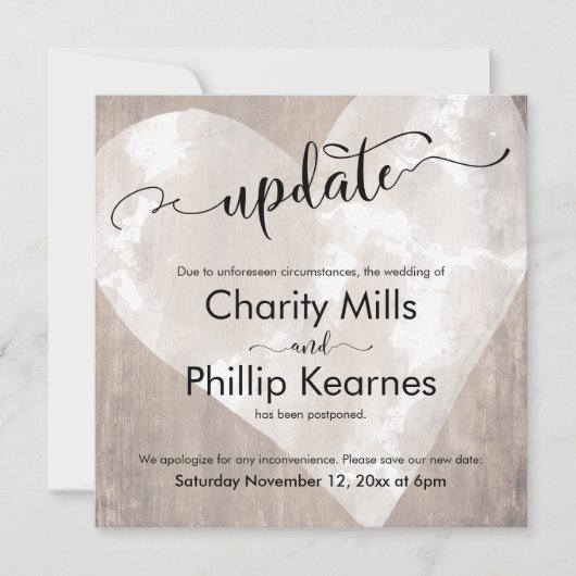 ハートが延期結婚された更新カード (正面)
