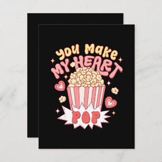 ハートが弾ける面白いバレンタインデー ノートカード (正面/裏面)