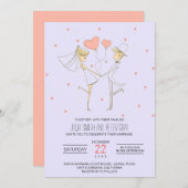 ハートが新郎新婦結婚漫画を愛 招待状 (正面/裏面)