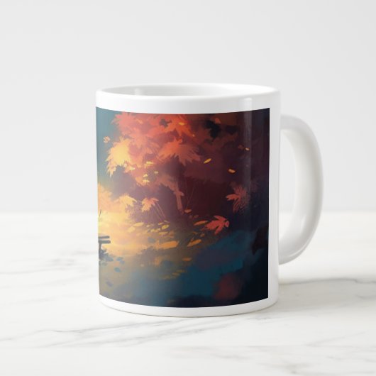 ハートが絡み合う：カップルのブリスマグカップ» ジャンボコーヒーマグカップ (正面右)