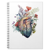 ハートが花模様で育ち過ぎた(切り出し) – 解剖学 ノートブック (正面)