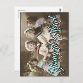 ハートが若い ヴィンテージの葉書 子供たちと遊ぶ ポストカード (正面/裏面)