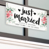 ハートが詰まったモダンな結婚しました カーバナー 横断幕 (ビルの外側)