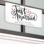 ハートが詰まったモダンな結婚しました カーバナー 横断幕 (ビルの外側)