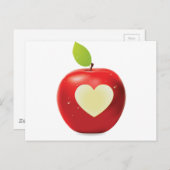 ハートが赤いリンゴ ポストカード (正面/裏面)